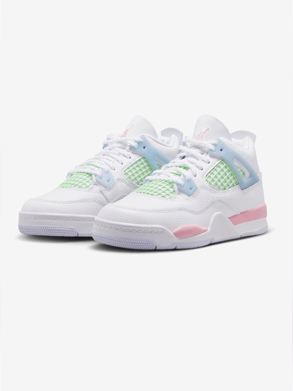 Jordan AJ 4 Retro Fem Girls' Preschool White/Medium Soft Pink/Half Blue - US 11C